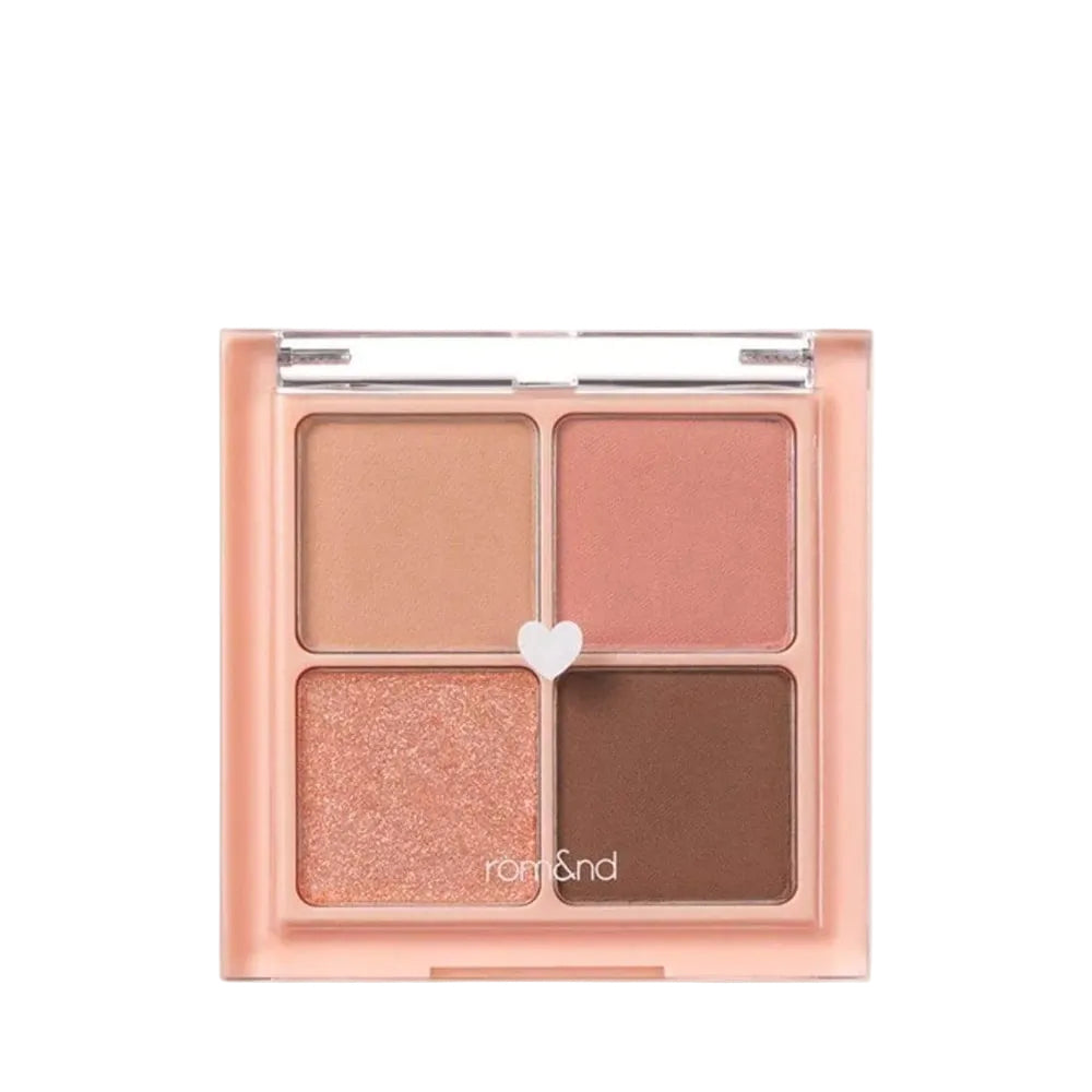 rom&nd Better Than Eyes quad eyeshadow palette with warm peach and brown tones