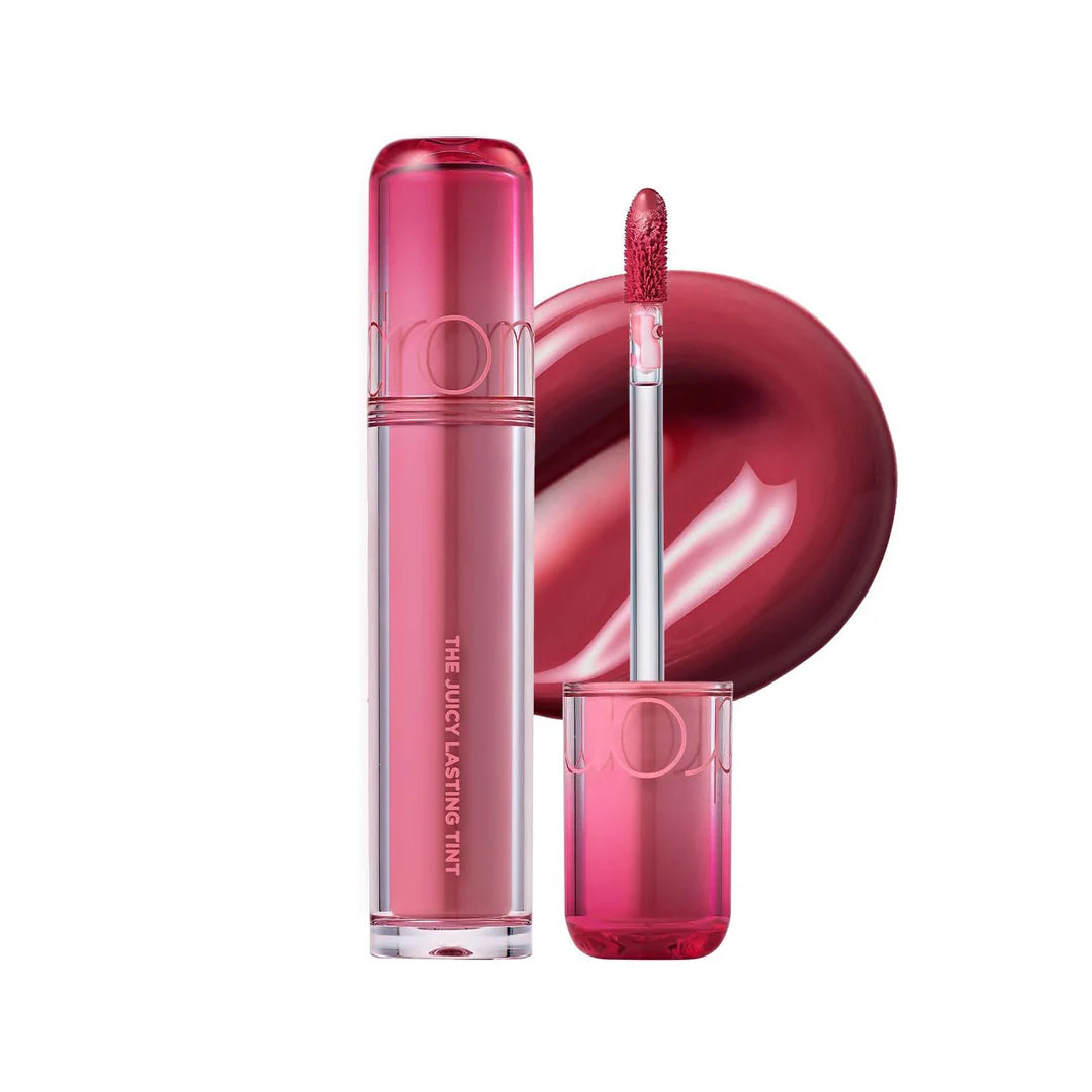rom&nd Juicy Lasting Tint 04 Fig Fig with muted rose shade and glossy finish