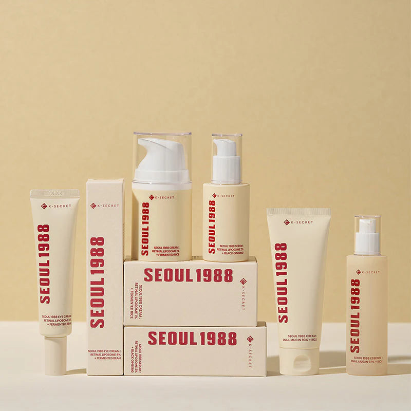 K-Secret Seoul 1988 Korean skincare collection of creams and serums, available in Dammam