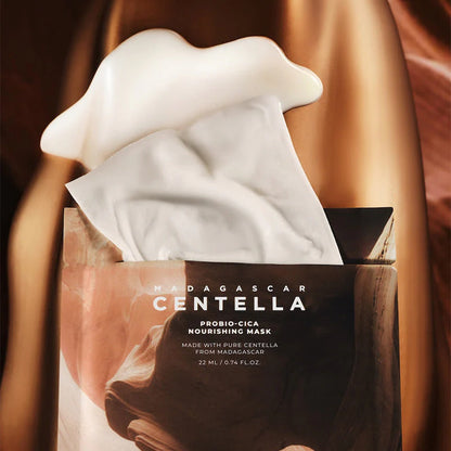 SKIN1004 Madagascar Centella Probio-Cica Nourishing Mask sheet mask being pulled out hydrating nourishing mask application