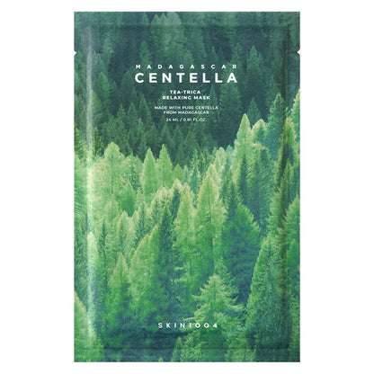 SKIN1004 Madagascar Centella Tea-Trica Relaxing Mask sheet mask packaging green forest design calming skincare product