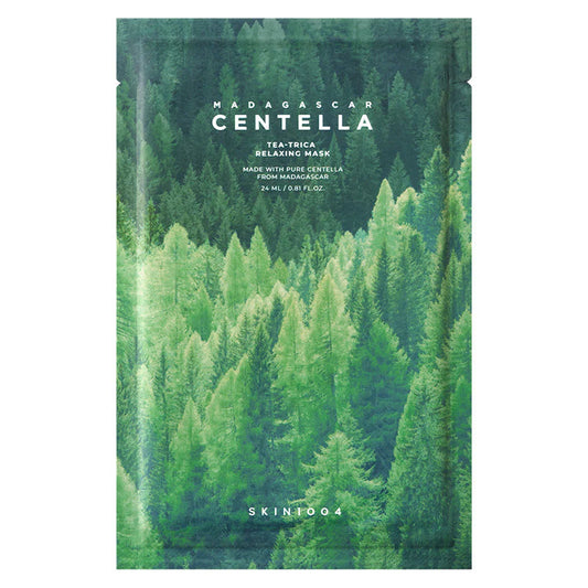 SKIN1004 Madagascar Centella Tea-Trica Relaxing Mask sheet mask packaging green forest design calming skincare product