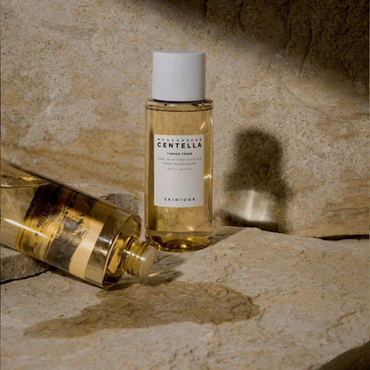 SKIN1004 Madagascar Centella Toning Toner bottle on textured stone calming skincare toner product display