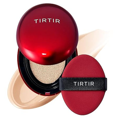 TIRTIR Mask Fit Red Cushion 21C Cool Ivory cushion foundation compact with puff and foundation swatch