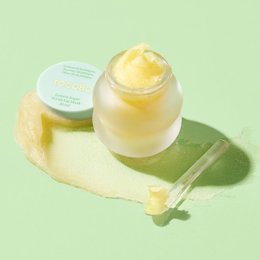 TOCOBO Lemon Sugar Scrub Lip Mask jar front view for lip exfoliation