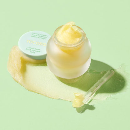 TOCOBO Lemon Sugar Scrub Lip Mask jar front view for lip exfoliation
