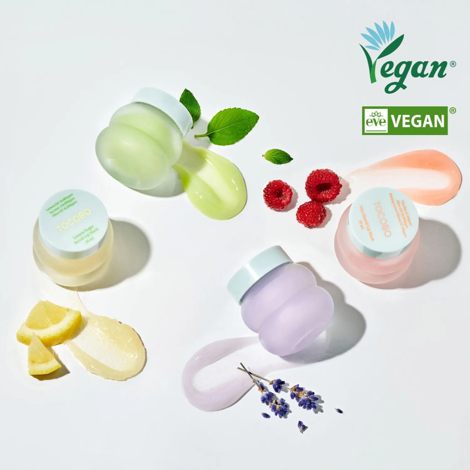 TOCOBO lip care collection with scrub masks and fruit styling