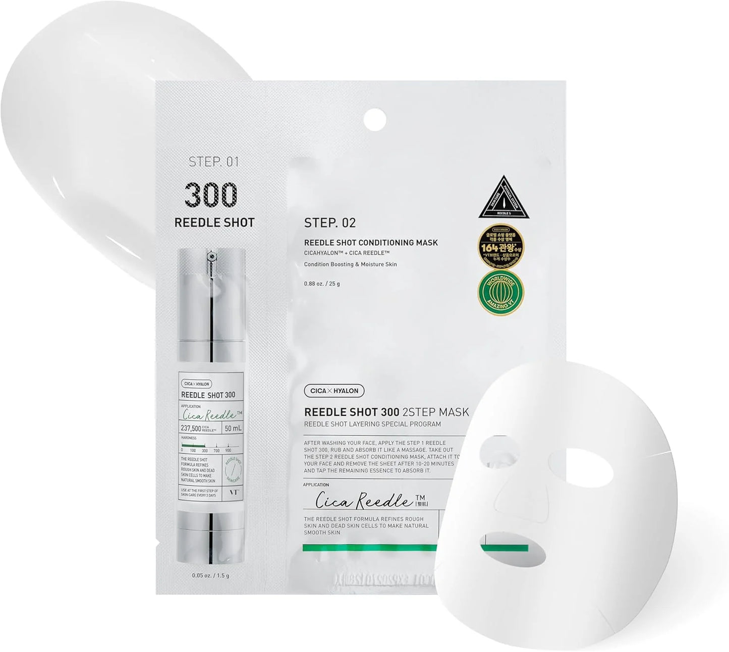 VT Cosmetics Reedle Shot 300 2 Step Mask with sheet mask illustration