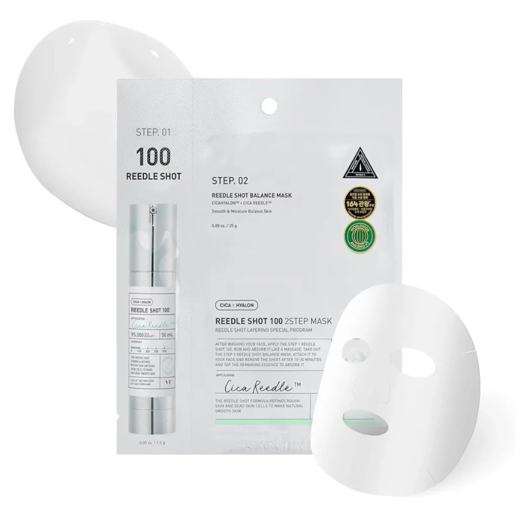 VT Cosmetics Reedle Shot 100 2 Step Mask with sheet mask illustration
