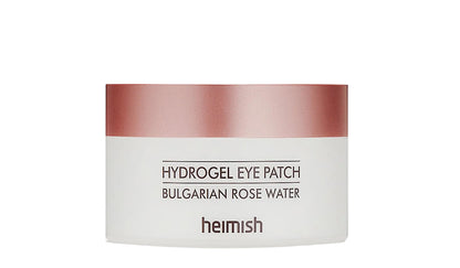 Heimish Bulgarian Rose Water Hydrogel Eye Patch jar with pink lid on clean background