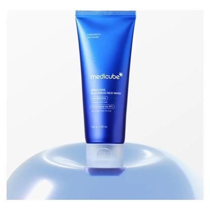medicube Zero Pore Blackhead Mud Mask tube on pedestal pore tightening clay mask display