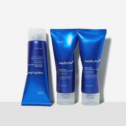 medicube Zero Pore Blackhead Mud Mask tube and cream texture smoothing pore minimizing mask