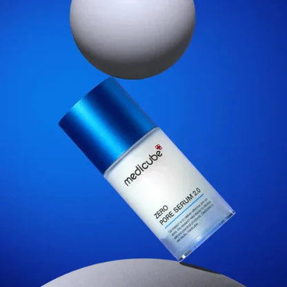 medicube Zero Pore Serum 2.0 bottle with sphere background pore minimizing skincare serum