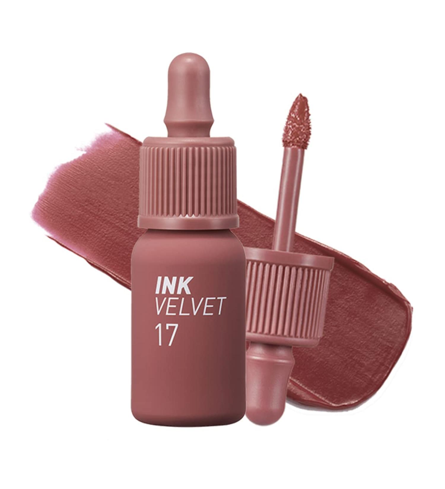 Peripera Ink Velvet Lip Tint 17 Rosy Nude matte lip tint with swatch