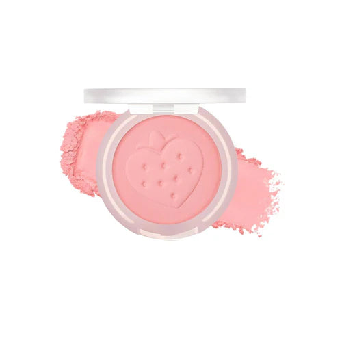 peripera Pure Blushed Sunshine Cheek Soft Berry Edition with powder swatch texture