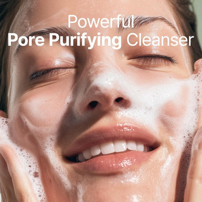 PURITO SEOUL From Green Deep Foaming Cleanser foamy texture on face highlighting clear and refreshed skin