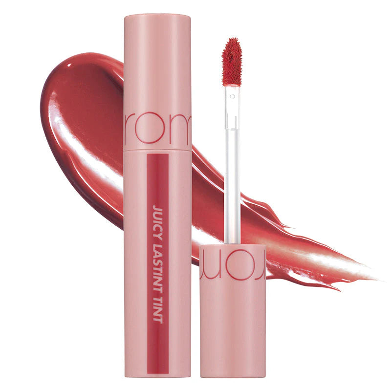 rom&nd Juicy Lasting Tint 24 Peeling Angdoo with deep red swatch and packaging